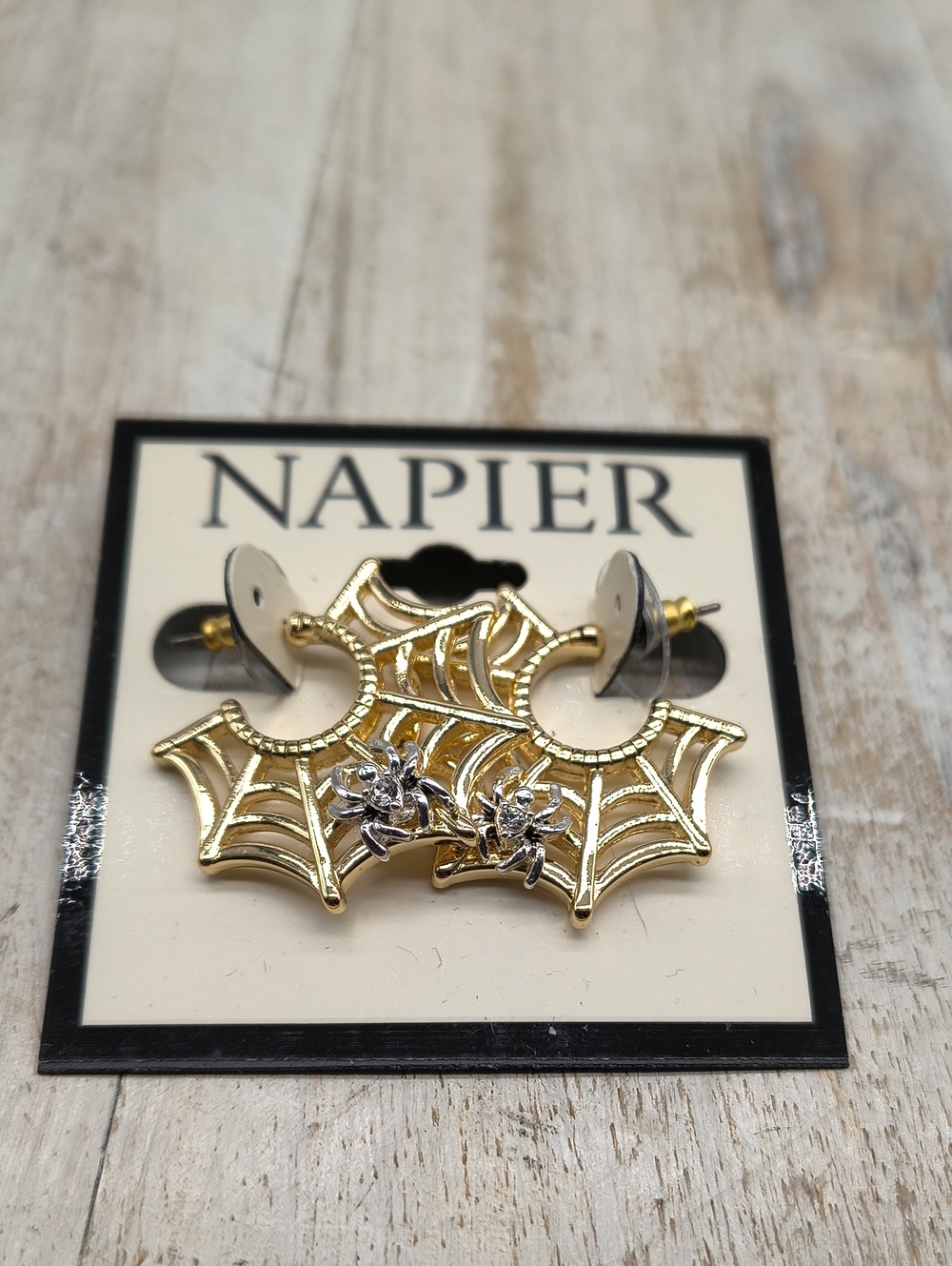Napier Spider Web Hoop Earrings